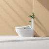 The white smart toilet seat cover with a constant temperature seat ring and a slowly lowering cover plate features an instant hot cleaning design without a water tank Application Scenario